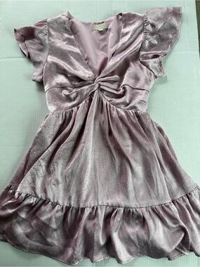Altar'd State Dusty Lilac Twist-Front Mini Dress